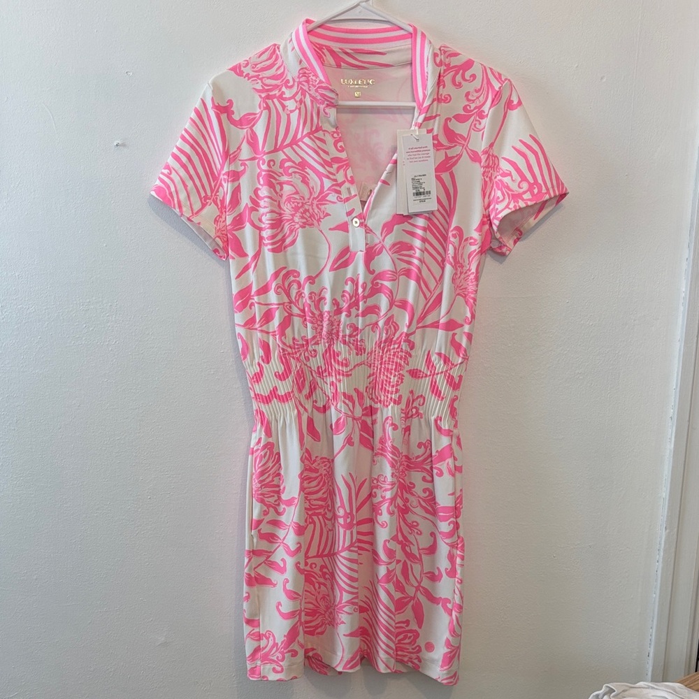 Lilly Pulitzer Pink and White Tropical Mini Dress